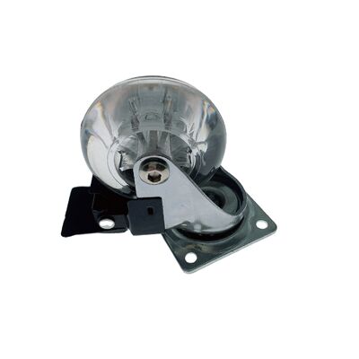 2 Inch Transparent Crystal PVC Castors with Brake – Chrome Bracket Furniture Caster Wheels