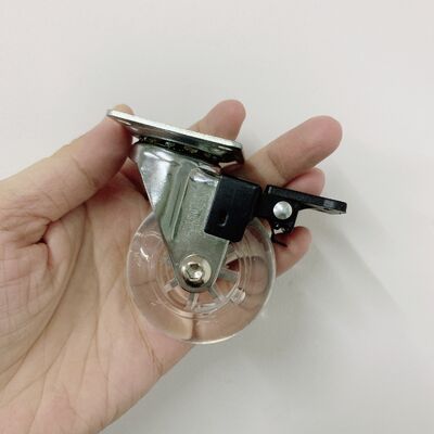 2 Inch Transparent Crystal PVC Castors with Brake – Chrome Bracket Furniture Caster Wheels