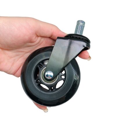 Roulettes de chaise de bureau en PU noir transparent de 3 pouces 75 mm - roulettes de protection du sol silencieuses à fonctionnement fluide