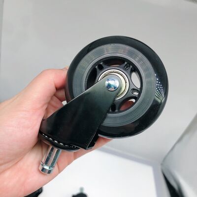 Roulettes de chaise de bureau en PU noir transparent de 3 pouces 75 mm - roulettes de protection du sol silencieuses à fonctionnement fluide