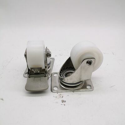 Heavy Loading 2.5″ Top Plate Swivel 304 Stainless Steel Caster with Total Brake – PA Nylon Wheel Plain Bearing Casters