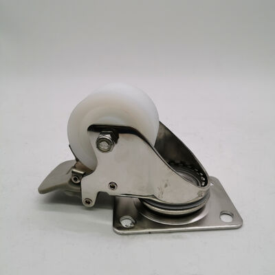 Heavy Loading 2.5″ Top Plate Swivel 304 Stainless Steel Caster with Total Brake – PA Nylon Wheel Plain Bearing Casters