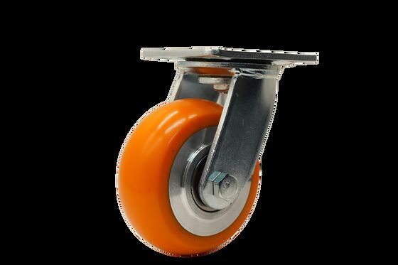 Zinc Plated Steel Zerk Axle And Lock Nut Extra Thick Polyurethane Tread on Aluminum Core Castor