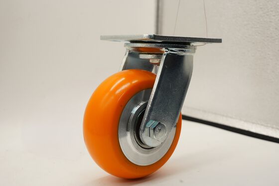Zinc Plated Steel Zerk Axle And Lock Nut Extra Thick Polyurethane Tread on Aluminum Core Castor