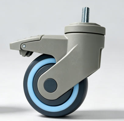 Wear-Resistant TPR Wheel Caster with Dual-Lock Brake and Hygienic All-Plastic Construction for Hospital Beds