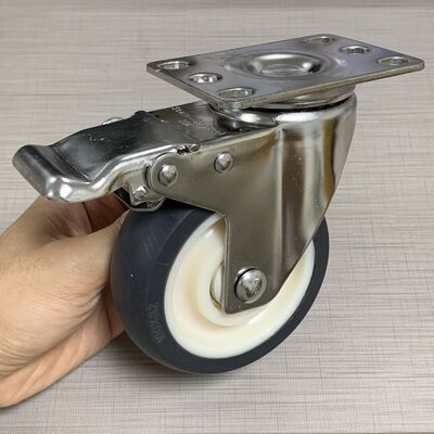 4 Inch 100mm Gray TPR Caster Wheel 360 Degree Rotation Castor for Industrial
