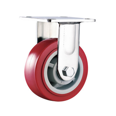 5" Heavy duty Double Ball Bearing Red PU caster wheel 280kg Load Capacity castor wheel