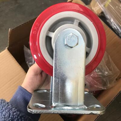 5" Heavy duty Double Ball Bearing Red PU caster wheel 280kg Load Capacity castor wheel