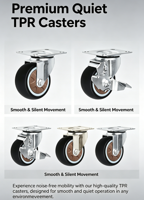 Light-Duty Brown TPR Caster Wheels – Silent and Wear-resistant & Non-Marking