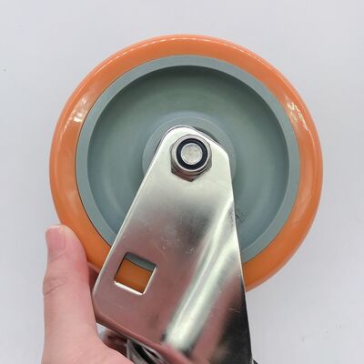 75 100 125mm Stainless Steel 304 Medium Duty Orange PU Polyurethane Caster Wheel with Delrin Bearings