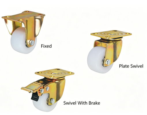 2 Inch White PO Industrial Caster Wheel with Double Ball Bearing 50mm Diameter and 150kg Load Capacity