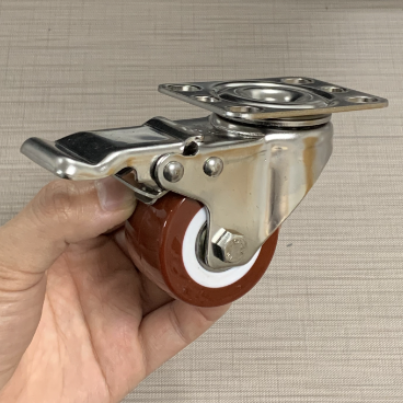 50mm 2 inches Gold diamond double ball bearings maroon red Polyurethane caster wheel