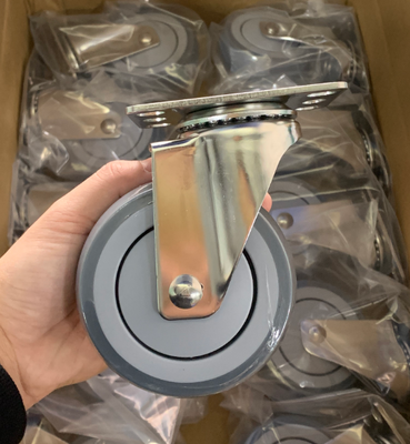 100mm Stainless Steel Heavy Duty PU Casters Wheel With Brake 4 Inch Medium Duty PU Casters Wheel With Double Bearing