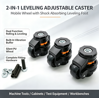Leveling Adjustable Caster Wheel Heavy Duty 50kg Load Capacity Retractable Swivel Casters for Industrial Machine Cabinet