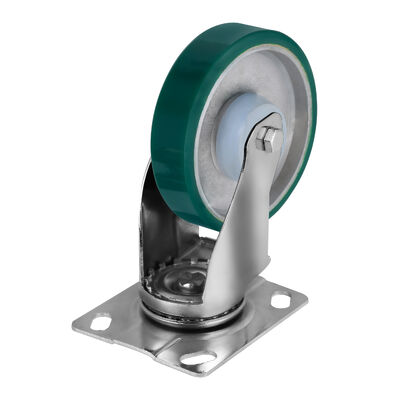 4/5/6inch PU Wheel Casters Swivel Top Plate Threaded Stem Castor Automobile Industry Medium Heavy Duty Steel Core Casters Wheel