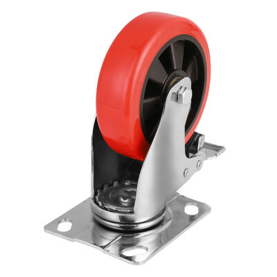 High Load Factory Direct 120-200kgs Industrial Swivel Red Pu 3 4 5 6 Inch Medium-Heavy Duty Caster Wheel