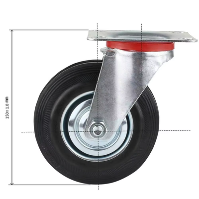 3 3.5 4 5 6 8 Inch Zinc Plated Black Solid Rubber Oil Proof Wheel Castor Rigid Swivel Locking Brake Trolley Cart Garbage Casters