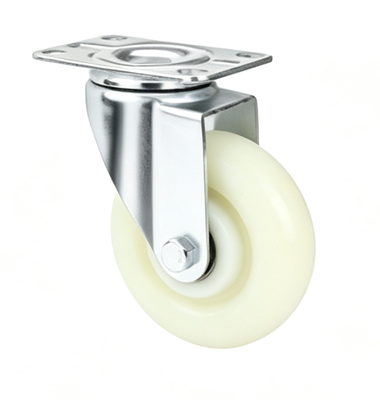 Medium-Duty Whitee PP Castor Wheel Wear Resistant Pulley Trolley Casters With Brake 3 Inch 4 Inch 5 Inch Double Ball Bearing
