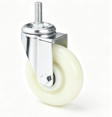 Medium-Duty Whitee PP Castor Wheel Wear Resistant Pulley Trolley Casters With Brake 3 Inch 4 Inch 5 Inch Double Ball Bearing