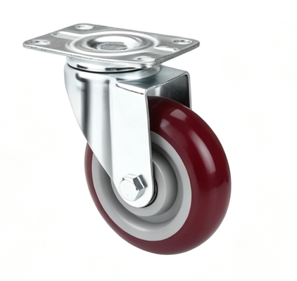 High Quality Red PVC Caster Wheel Double Brake Design 4/5/6 Inch Medium Duty Wheels Casters