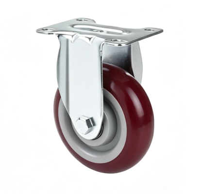 High Quality Red PVC Caster Wheel Double Brake Design 4/5/6 Inch Medium Duty Wheels Casters