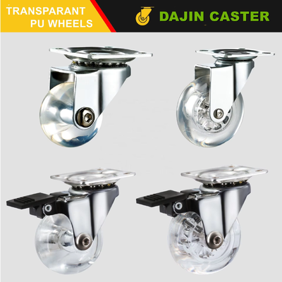 2 Inch 3 Inch 4 Inch 75mm Clear Swivel Brake Wheels Silicone Transparent Cabinet Office Chair Furniture Caster Wheel