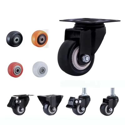 Wholesale 1.5/2/2.5/3 Inch Swivel Caster Wheels 40mm 50mm Small PU PVC Stem Furniture Castors for Trolley Cabinets