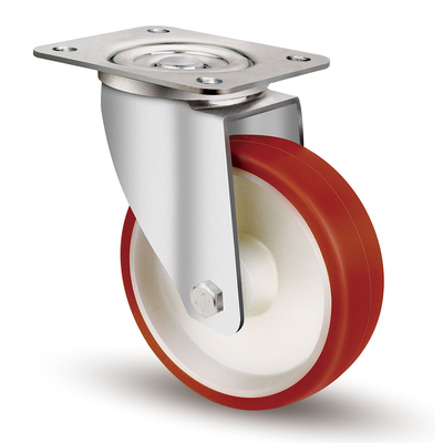 European Transport 3" 4" 5" 6" 8" 150-400kg Load Capacity Red Polyurethane Roller Bearing Swivel Caster